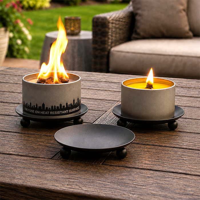 Portable Iron Trivet & Candle Holder — Heat-Resistant, Matte Black